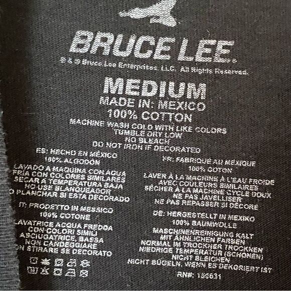 Bruce Lee Graphic Black T-Shirt Size Medium - Picture 4 of 5